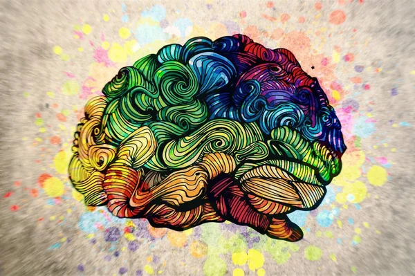 Brain Doodle Illustration mit Texturen — Stockfoto