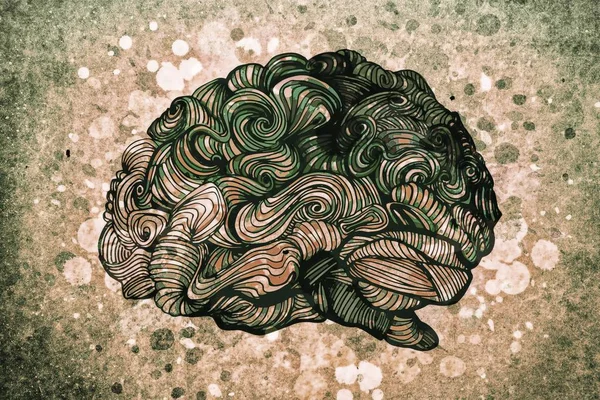 Brain Doodle Illustration mit Texturen — Stockfoto