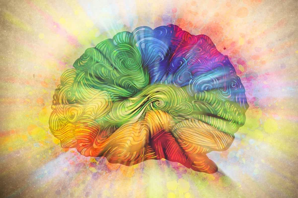 Ilustración de garabatos cerebrales con texturas — Foto de Stock