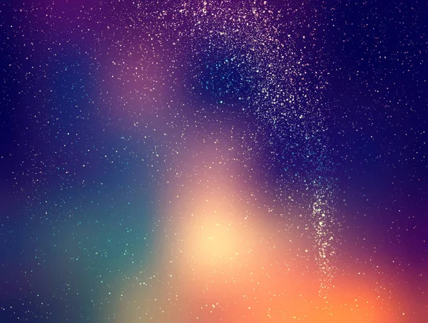 Ilustración del cielo estrellado, estrellas y vía láctea en el cielo nocturno de colores con cúmulos de estrellas — Foto de Stock