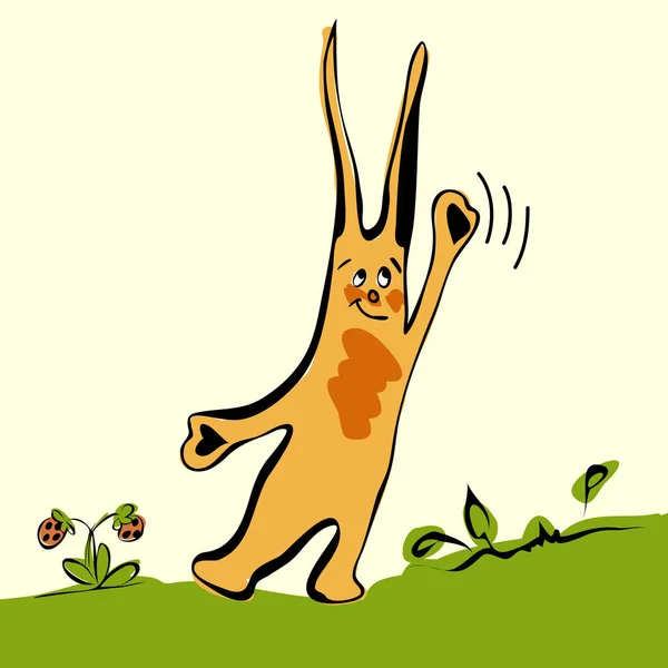 Caricature lapin mignon sur l'herbe — Image vectorielle