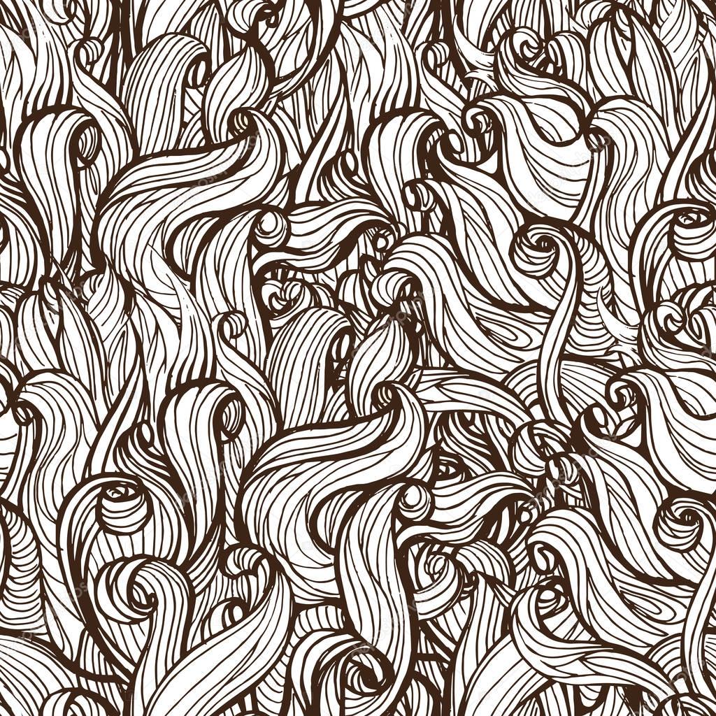 Hair doodle seamless background - endless pattern