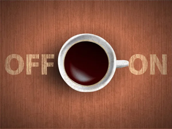 Concepto de taza de café - Off y On letras con muf de cofee — Vector de stock