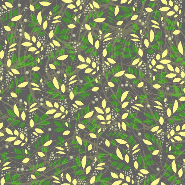 Бесшовные листья и цветочный винтажный узор — стоковый вектор