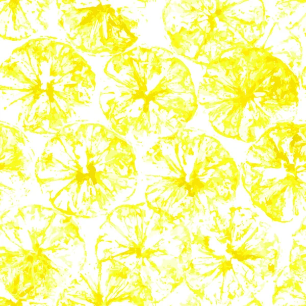 Лимонний штамп безшовний фон. Візерунок лимонного соку з маркою жовтих силуетів — стоковий вектор