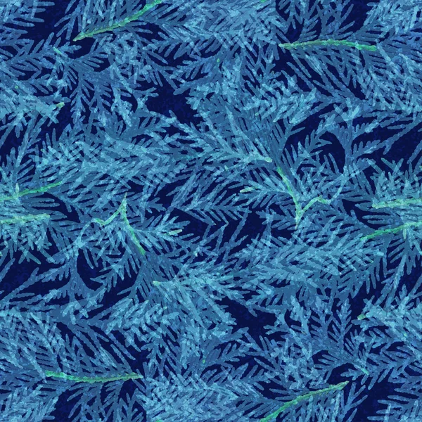 Blatt farbige nahtlose Muster, blaue Blätter Silhouette — Stockvektor