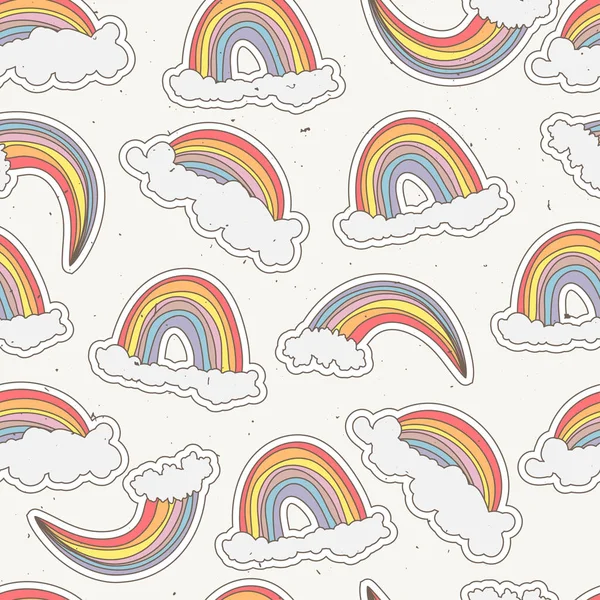 Cute rainbow seamless pattern. Sweet rainbow and clouds background
