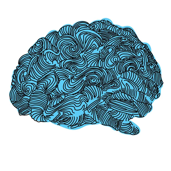 Idea del cerebro ilustración. Doodle vector concepto sobre el cerebro humano. Ilustración creativa — Vector de stock