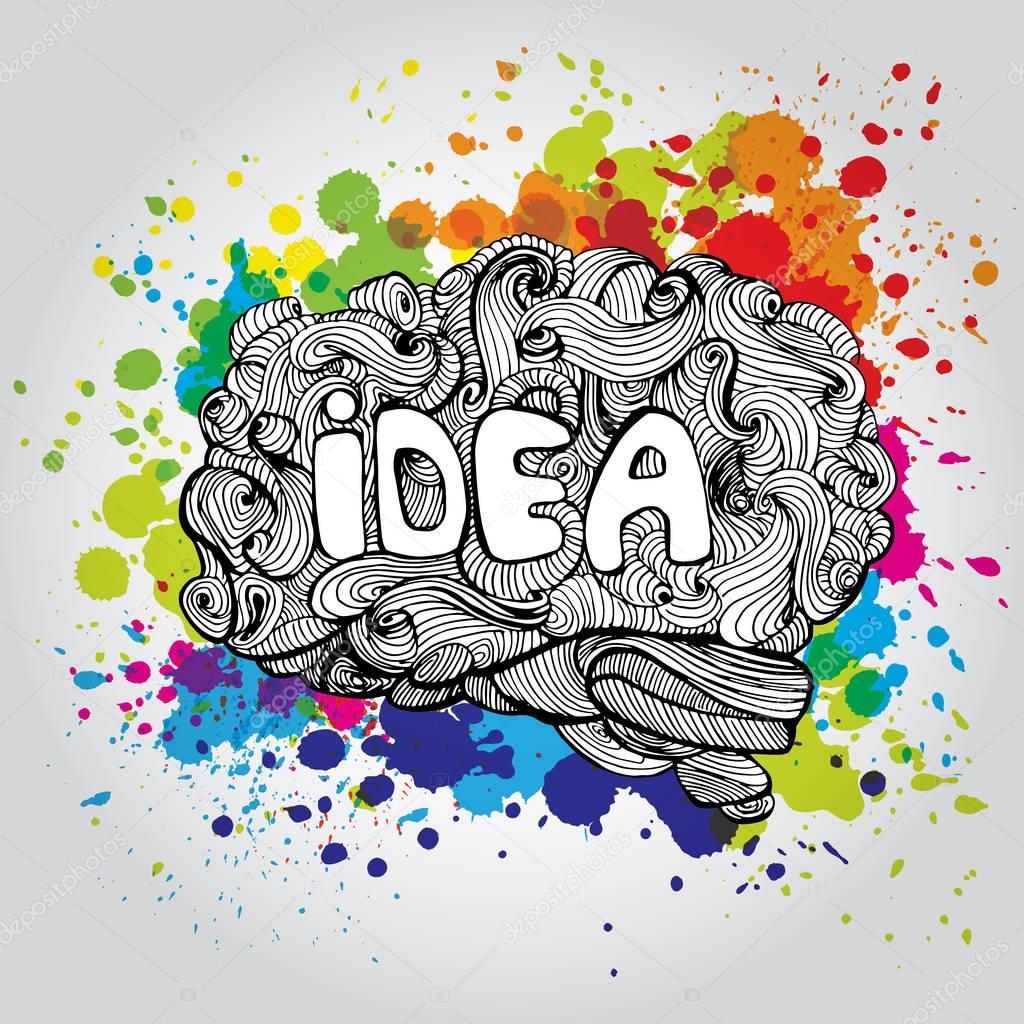 Brain Idea illustration. Doodle vector concept about human brain. Creative illustration