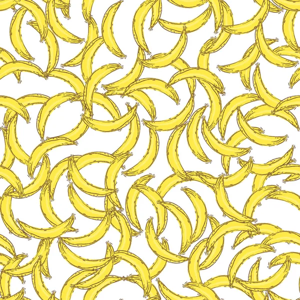 Banane nahtlose Muster. endlose gelbe Bananen auf weißem Rücken — Stockvektor