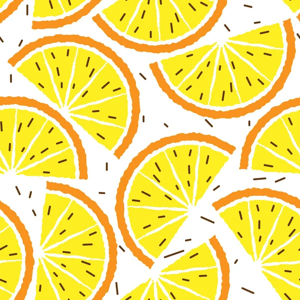 Zitrone und Orange nahtlose Muster. Muster tropischer Früchte — Stockvektor