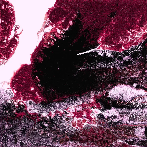Kapalné Akrylová barva, tekuté kresby, barevné pozadí abstraktní s barevnými malovanými buněk, skvrny. Červené barvy — Stock fotografie