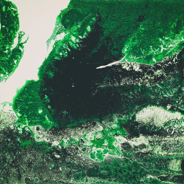 Kapalné Akrylová barva, tekuté kresby, barevné pozadí abstraktní s barevnými malovanými buněk, skvrny. Zelená retro barvy — Stock fotografie