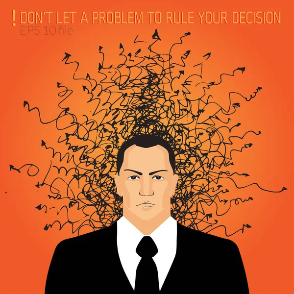 Concept trouble, icône homme d'affaires en colère avec échec et irritation concept vectoriel problème — Image vectorielle
