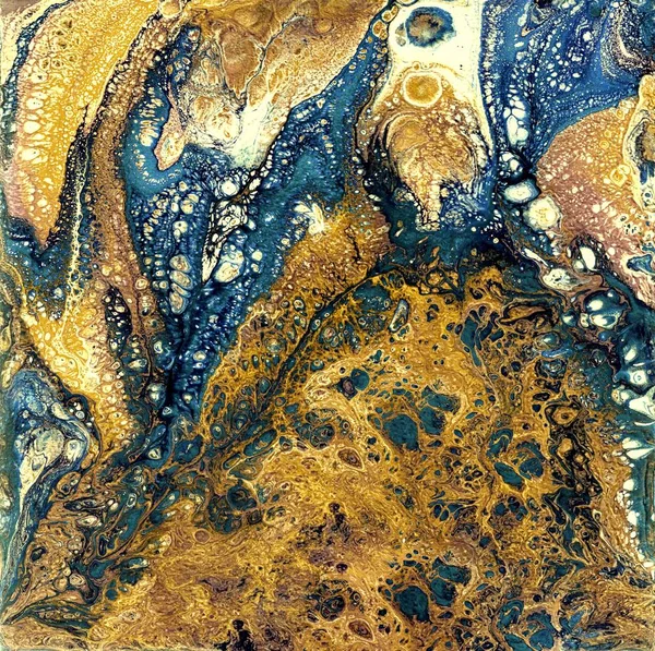 Liguid aquarela e tinta pintura colorida abstrata. Wet panted ilustração, fundo abstrato e papel de parede. Cores amarelas e azuis — Fotografia de Stock