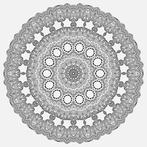 Vector geometriska och blomma runt Mandala. Orientaliska mönster, vektorillustration. Geometrisk, blomma och nationella motiv. Färgläggningsschemat boksida. Authentic geometriska och doodle cirkel mandala mönster — Stock vektor