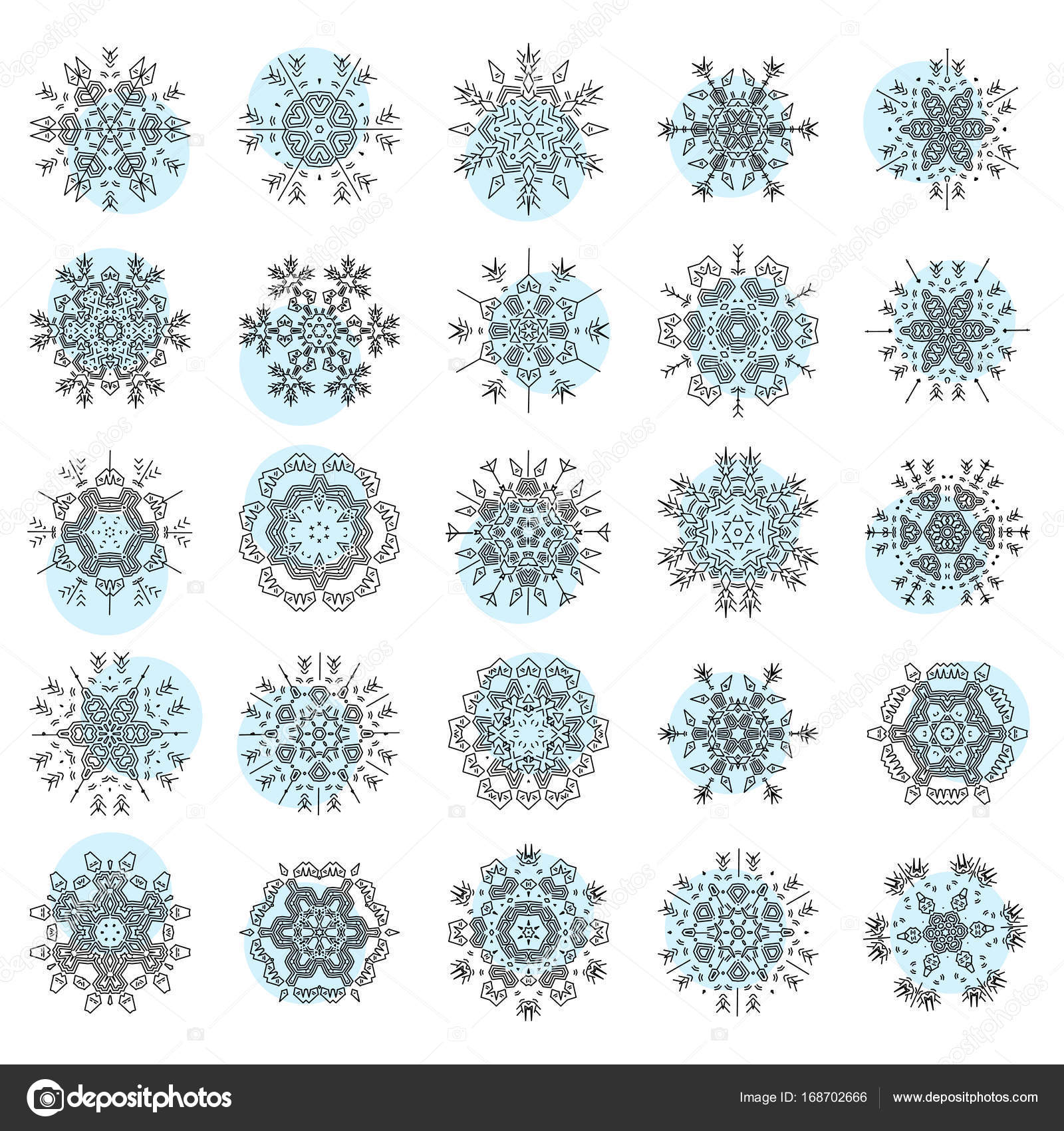 Set Di Fiocchi Di Neve Di Linea Minimalista Geometriche