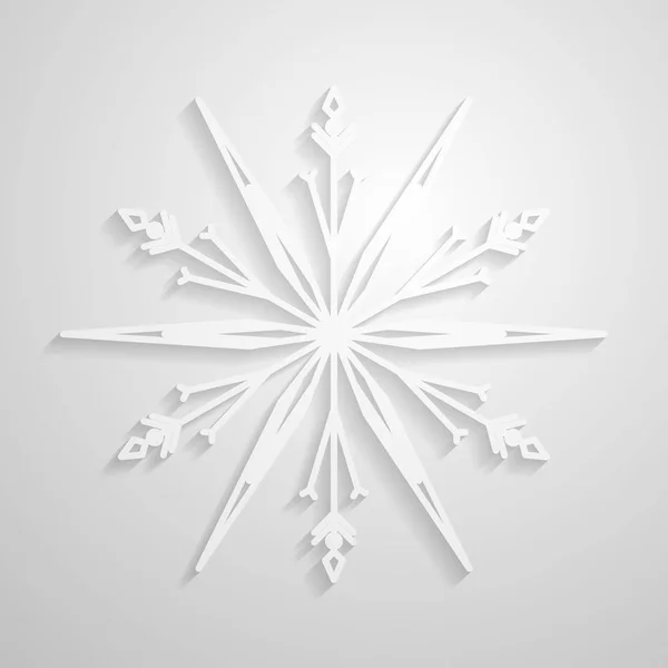 Vektor Schneeflocke. Schneeflocken-Design aus Papier, minimalistische geometrische Schneeflocke auf hellem Hintergrund. Hintergrund und Element für Winter und Weihnachten saisonales Design — Stockvektor
