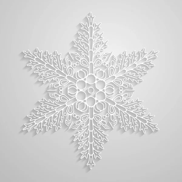 Vector lined snowflake. Paper linear snowflakes design, minimalistic geometrical snowflake on light background. Background and element for winter and christmas seasonal design — Stock Vector