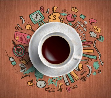 Kahve fincanı kavramı - iş doodle ile kahve kupa