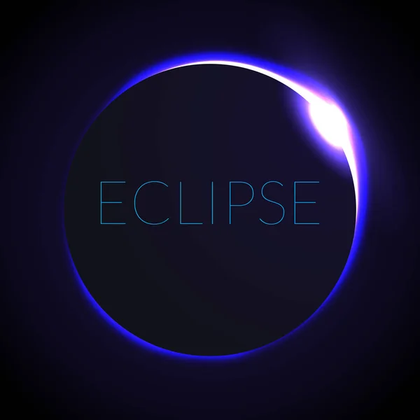 Full eclipse vektorillustration. Eclipse med ring av solen i rymden. Full sol eclipce. — Stock vektor
