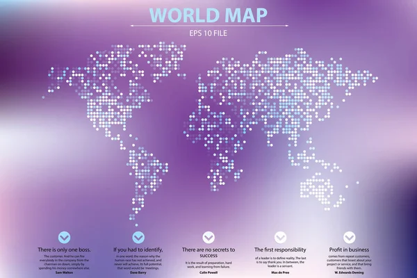 Ilustração vetorial de mapa-mundo pontilhado. Conceito de negócio sobre elementos globais do mapa mundial. Cores tecnologia azul —  Vetores de Stock