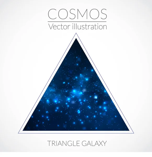 Forma de triángulo vectorial espacial con estrellas. Ilustración universal. Fondo cosmos de colores con estrellas claster . — Archivo Imágenes Vectoriales