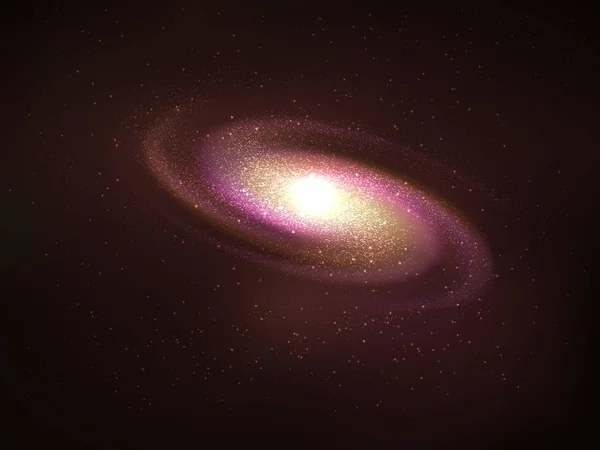 Spiralgalaxienvektorillustration. Kosmosobjekt - Spiralnebel mit Sternen und Schweif der Galaxie. Frontansicht der Spiralgalaxie — Stockvektor