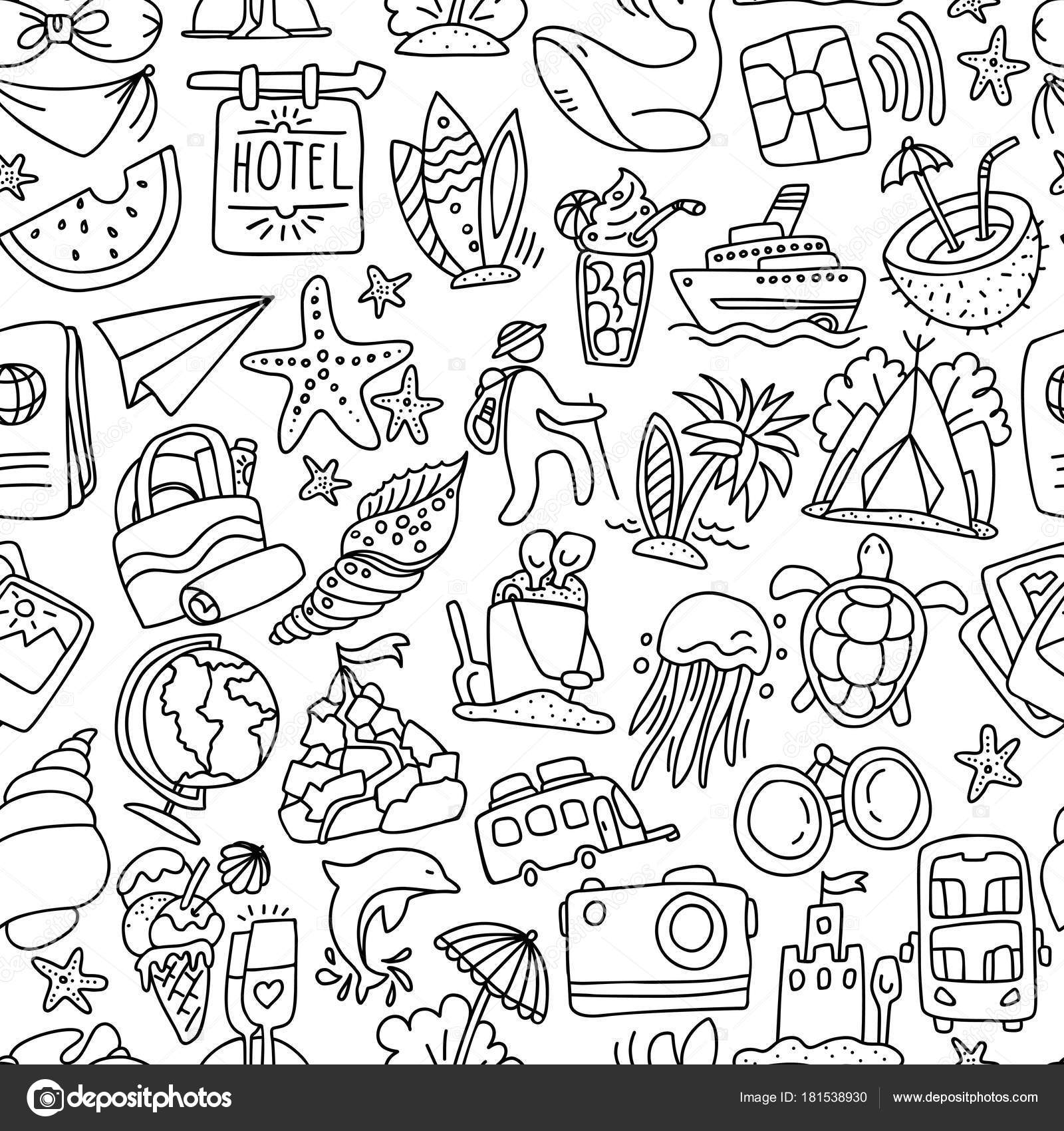 Travel and summer seamless pattern, journey and trip background ...