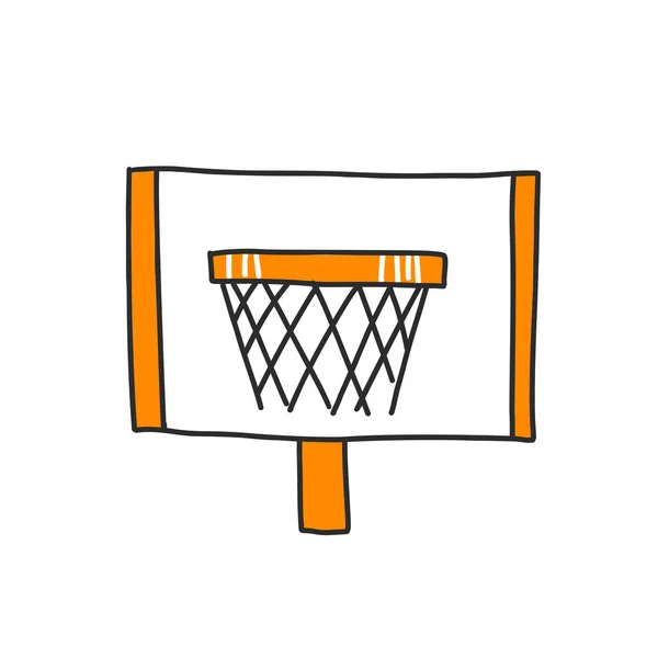 篮球篮框的矢量图解,孤立在白色上. 篮球篮框矢量线图标,黑色和橙色 — 图库矢量图片