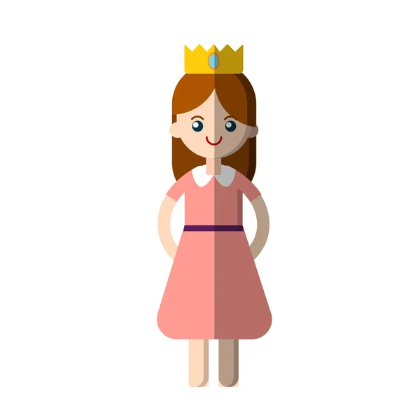 Vettoriale semplice illustrazione di magica principessa fiaba in abito rosa e corona. Icona principessa piatta per app di gioco, festa per bambini, illustrazione per bambini. Magico carino piatto principessa icona — Vettoriale Stock