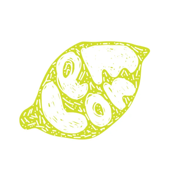 Citron typografi retro silhuett, bra design för alla ändamål. Tecknad citrus frukt vektor illustration, Silhuett design. Vektorns logotyp. Linjekonst och doodle logo, ikon, etikett. — Stock vektor