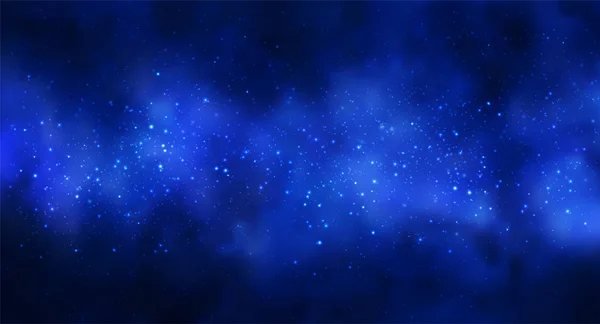 Ilustración vectorial de Cosmos Fondo espacial con cielo estrellado, estrella masiva en cosmos profundos en colores azul y negro. Resumen futurista, tecnología, antecedentes astrológicos. Fondo de espacio profundo — Archivo Imágenes Vectoriales