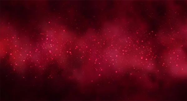 Illustration vectorielle de l'espace cosmique avec ciel étoilé, étoile massive dans le cosmos profond en couleurs rouge et noir. Résumé futuriste, technologie, astrologie. Fond de l'espace profond — Image vectorielle