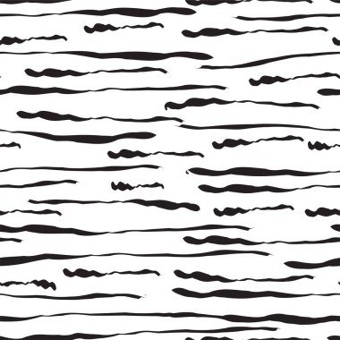 Beyaz arka planda elle çizilmiş fırça çizgileri olan soyut, pürüzsüz desen. İnterrior, tekstil tasarımı, kağıt işçiliği için basit soyut model arka planı. Elle çizilmiş minimalist hatları pürüzsüz