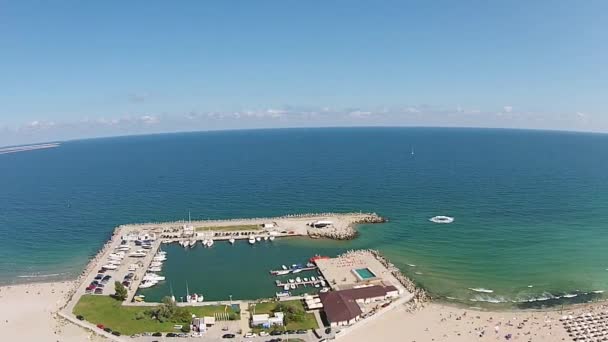 Marina in Eforie Nord , Romania, aerial view — Stok video