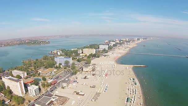 Black Sea coast riviera in Romania , aerial view — Stock Video