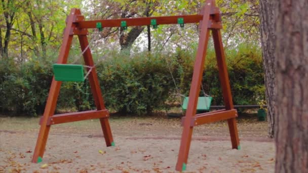 Haunted Swings Swinging Kids Them Possessed Swings Swinging Slow Motion — Stock Video