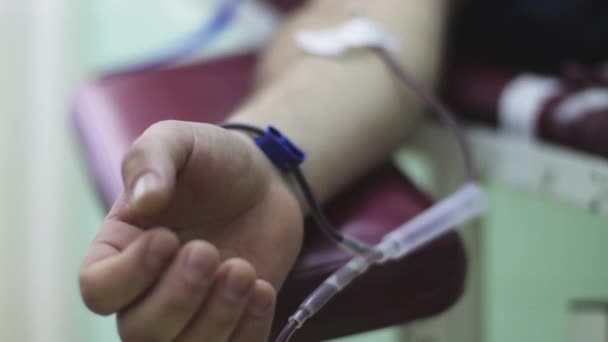 Blutspender Spenden Blut Weltgebertag Juni Pumpende Hand Blut — Stockvideo
