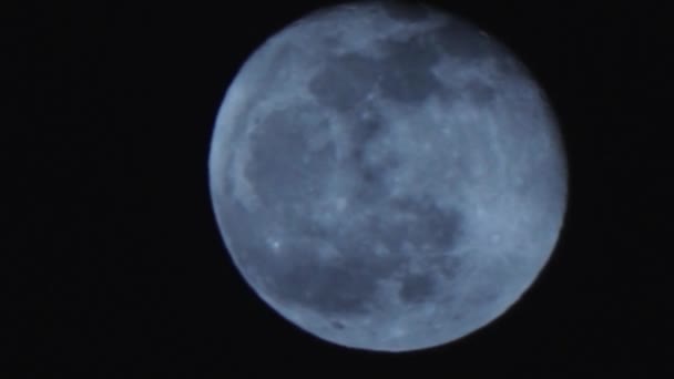 Moon Full Circle Night Sky Clouds Passing Front — Stock Video
