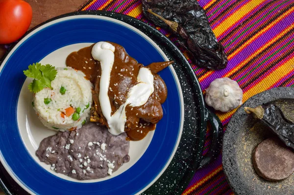Salsa mexicana de mole con pollo — Foto de Stock