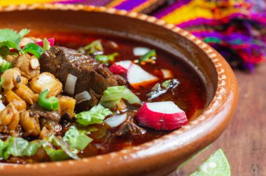 Mexican Red Pozole, Pork and Hominy Stew clipart