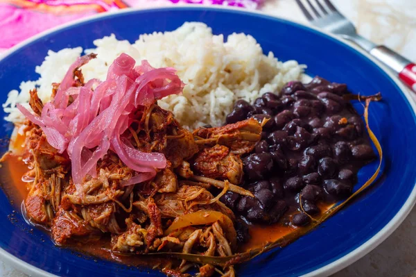 Cochinita Pibil Prato Porco Assado México Península Yucatán Servido Com — Fotografia de Stock