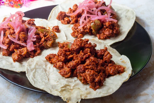 Vegetariano Vegan Cochinita Pibil, Texturized Soy Protein Tacos — Fotografia de Stock