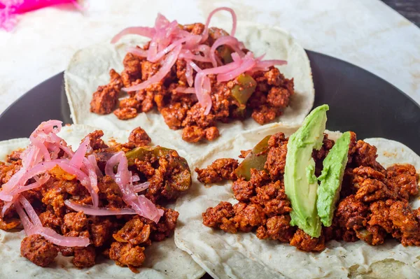 Vegetarian Vegan Cochinita Pibil, Texturized Soy Protein Tacos — стокове фото