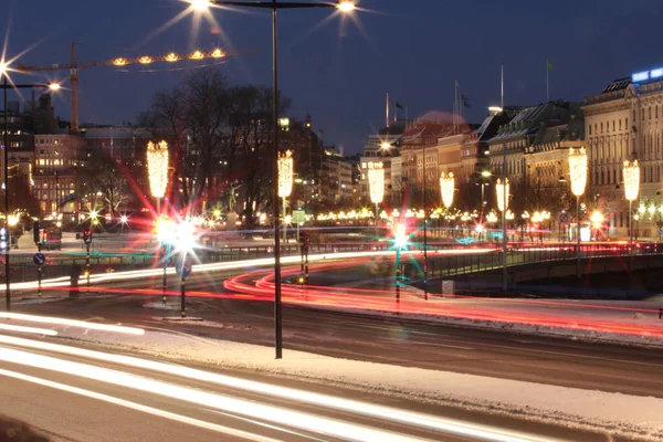 Stockholmer Nachtwanderungen Winter — Stockfoto