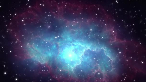 Scène cosmique spatiale avec étoiles, galaxies et nuages — Video