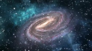 Evrende Dönen Spiral Galaksi - Yıldızlı ve Bulutlu Uzay