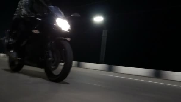 Motorcycle Rides Road Close — Stock Video