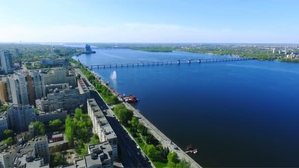 Вид Повітря Місто Місто Дніпро Дніпропетровськ Розташоване Дніпрі — стокове відео